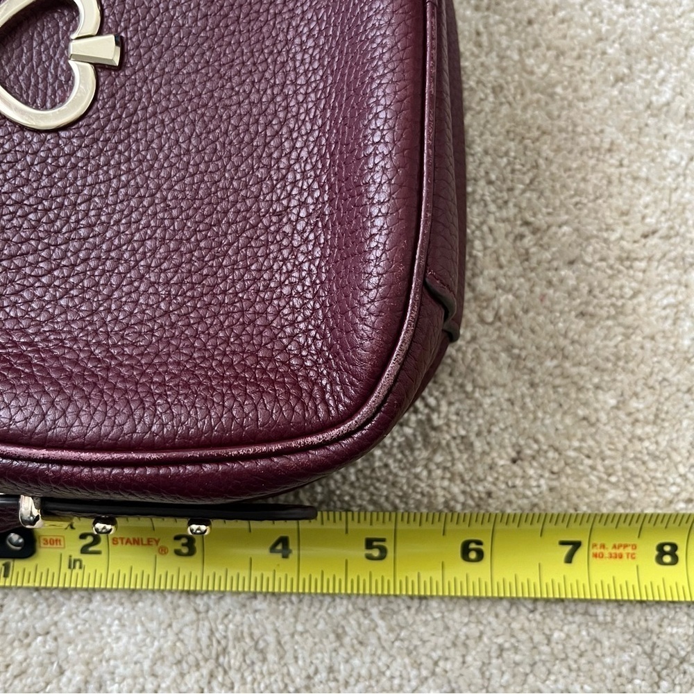 Kate Spade Pebbled Leather Crossbody Should Purse Bag-Burgundy/Maroon-Preppy-Wmn - Picture 12 of 15